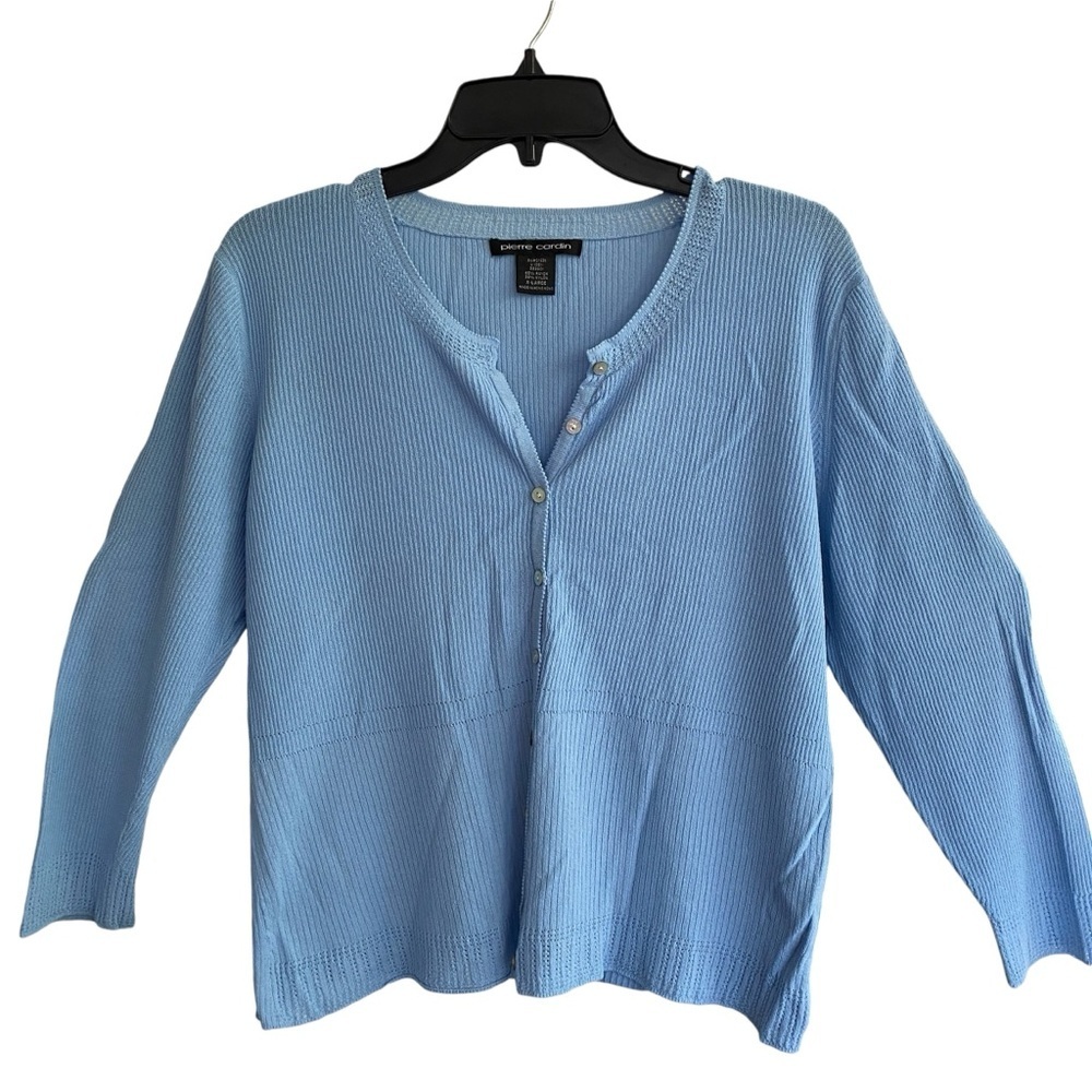 PIERRE CARDIN Blue Cardigan Button Up Ryon Nylon Blend Size EXTRA LARGE